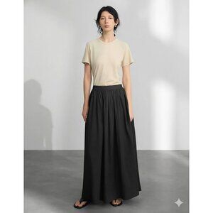 Pixie Market Black Long Maxi Skirt 100% Cotton Womens Size Medium Goth Classic